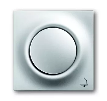 Кнопка звонка одноклавишная с символом Звонок (1н.о.) с красной подсветкой, ABB Impuls, на винтах, серебристо-алюминиевый