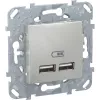 Розетка usb для зарядки Schneider Electric Unica Top, с двумя разъёмами типа А, на винтах, алюминий (фото 2)