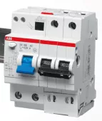 Автоматический выключатель дифференциального тока (АВДТ) ABB DS202, 63A, 30mA, тип AC, кривая отключения B, 2 полюса, 6kA, электро-механического типа, ширина 4 модуля DIN