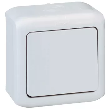 Кнопка звонка одноклавишная (1н.о.) Legrand Quteo с белой подсветкой, ip44, на винтах, серый