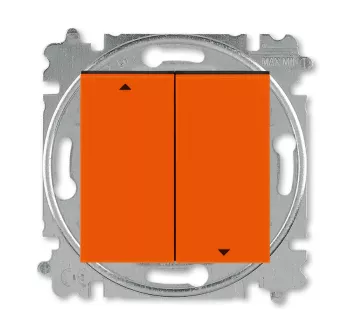 ABB Levit оранжевый / дымчатый чёрный Выключатель жалюзи 2-х клавишный без фиксации