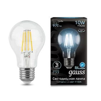 Лампа Gauss Black Filament А60 10W 970lm 4100К Е27 LED 220V