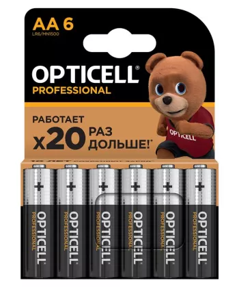 Батарейка алкалиновая AA/LR6,  6 шт. в блистере, Professional Opticell