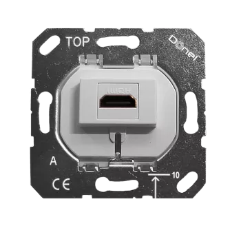 Розетка HDMI 2.0 type A, производство Donel, механизм без накладки, белый