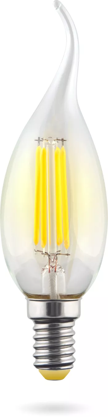 Voltega CRYSTAL Лампа светодиодная свеча на ветру прозр. 6W Е14 2800К 35х121mm филаменты