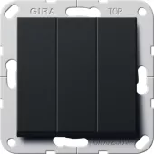 Выключатель трехклавишный Gira System 55, на клеммах, черный матовый