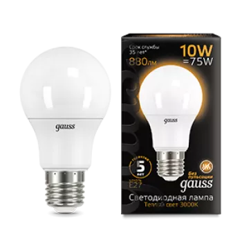 Лампа Gauss Black A60 10W 880lm 3000K E27 LED 220V