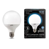 Лампа Gauss Black G95 16W 1540lm 4100K E27 LED 220V