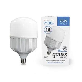 Лампа Gauss Basic T140 AC180-240V 75W 7130lm 6500K E40 LED 220V