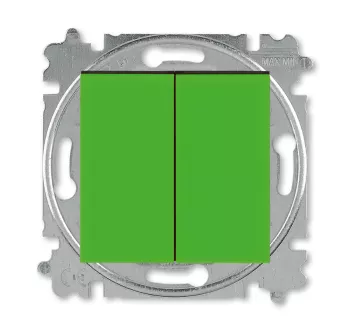 ABB Levit зелёный / дымчатый чёрный Выключатель 2-х клавишный простой