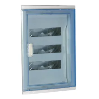 Бокс на 36 модулей встроенный (3х12м), белый/синяя полупрозрачная дверь из пластика