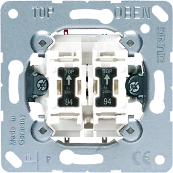 Выключатель 10AX 250V 2-х клавишный контрольный, с двумя лампочками 505KOU5 Jung